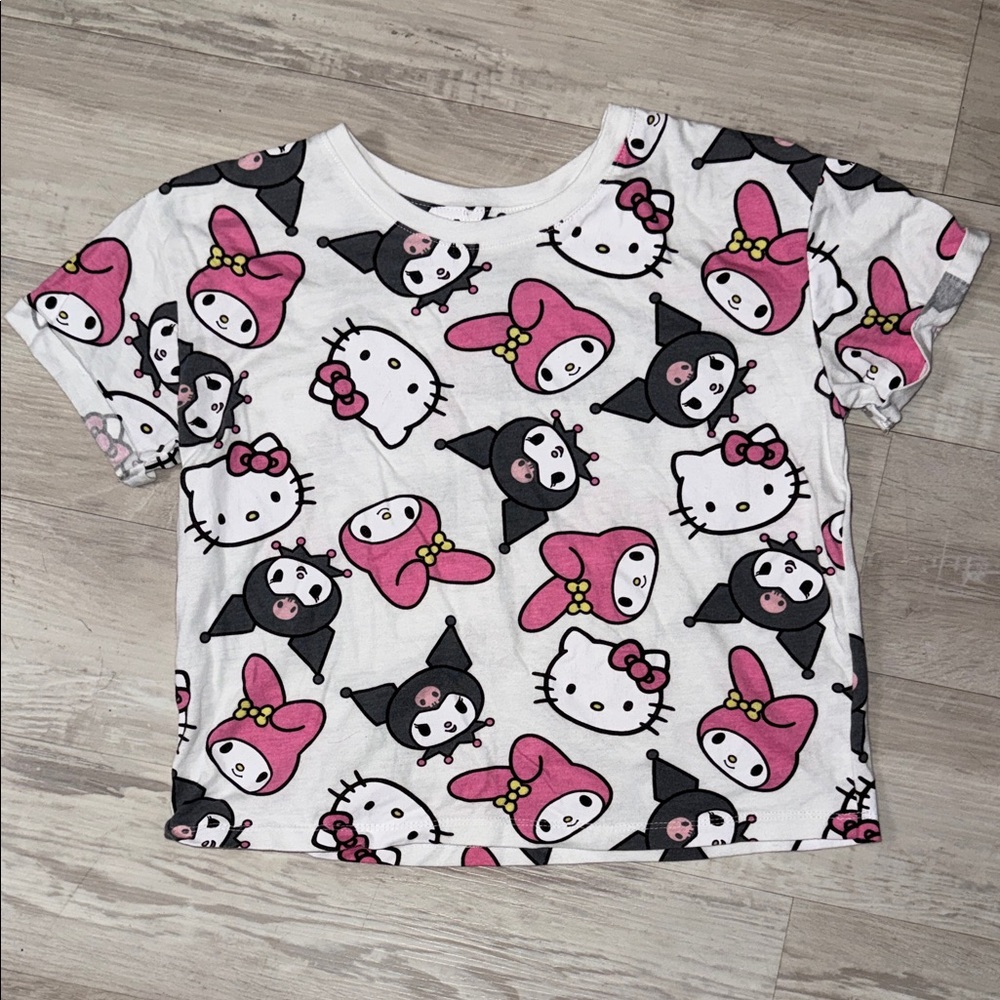 Sanrio Hello Kitty and Friends T-Shirt - Pink, Black, White (Large 14)
